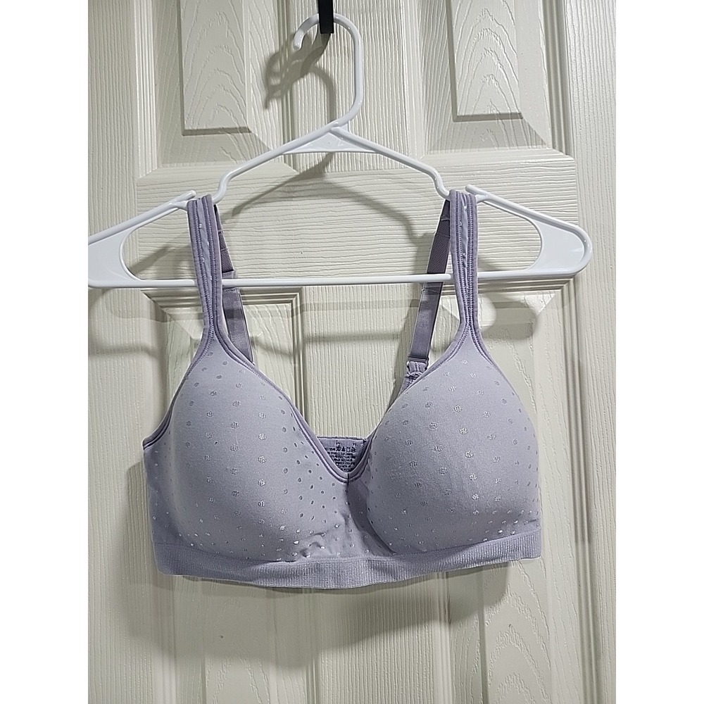 Bali Women Bra 38D Purple Polka Dot Bralette Lightly Lined Wireless